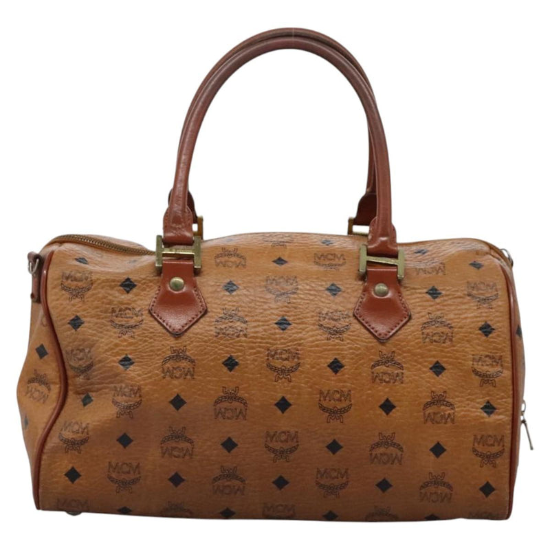 MCM Logogram Vicetos Hand Bag PVC Leather Brown Auth th5929