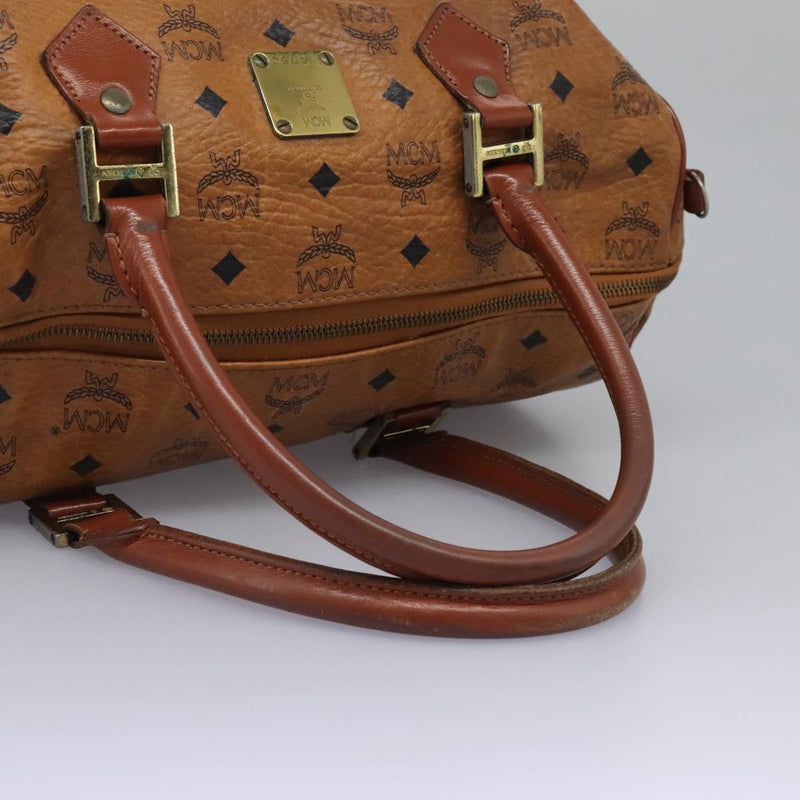 MCM Logogram Vicetos Hand Bag PVC Leather Brown Auth th5929