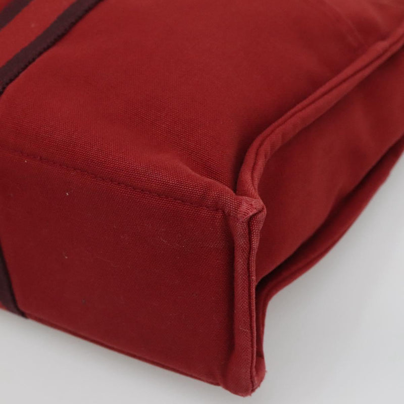 HERMES Fourre Tout MM Hand Bag Canvas Red Auth ti2968