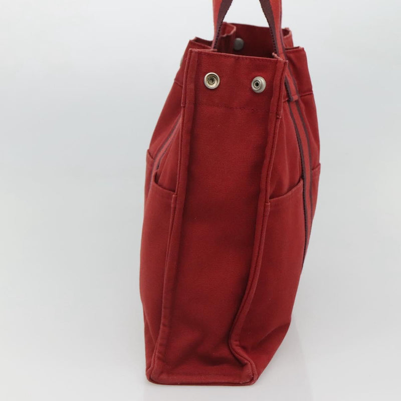 HERMES Fourre Tout MM Hand Bag Canvas Red Auth ti2968