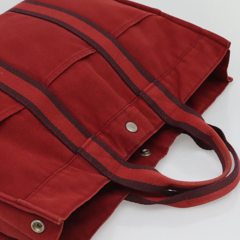 HERMES Fourre Tout MM Hand Bag Canvas Red Auth ti2968