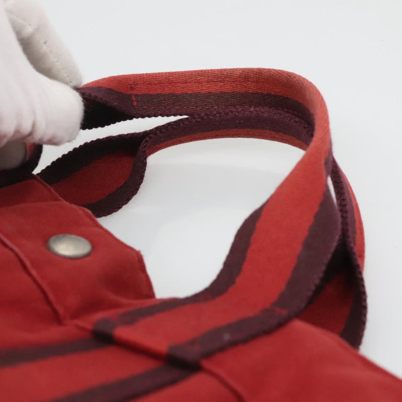 HERMES Fourre Tout MM Hand Bag Canvas Red Auth ti2968