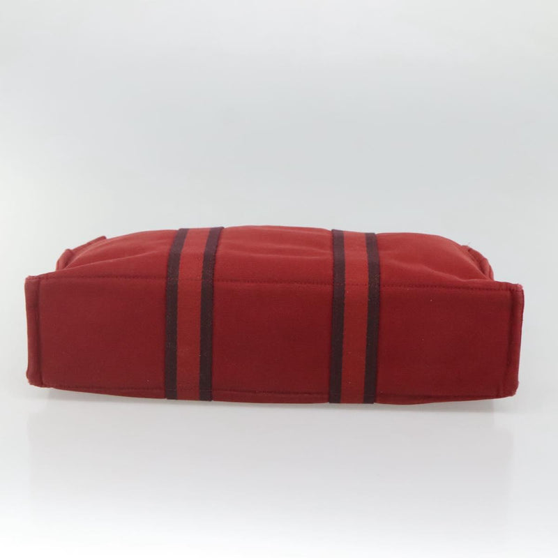 HERMES Fourre Tout MM Hand Bag Canvas Red Auth ti2968