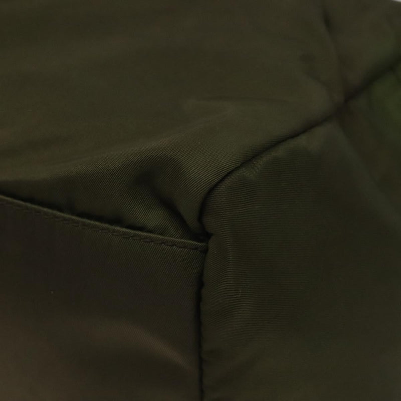 PRADA Tote Bag Nylon Khaki Silver Auth ti2988