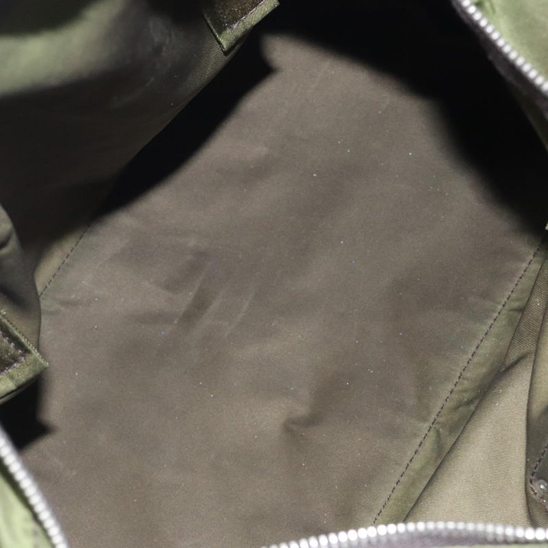 PRADA Tote Bag Nylon Khaki Silver Auth ti2988