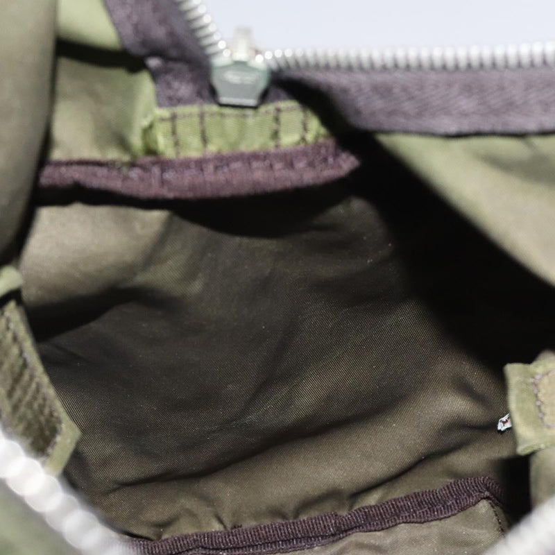 PRADA Tote Bag Nylon Khaki Silver Auth ti2988