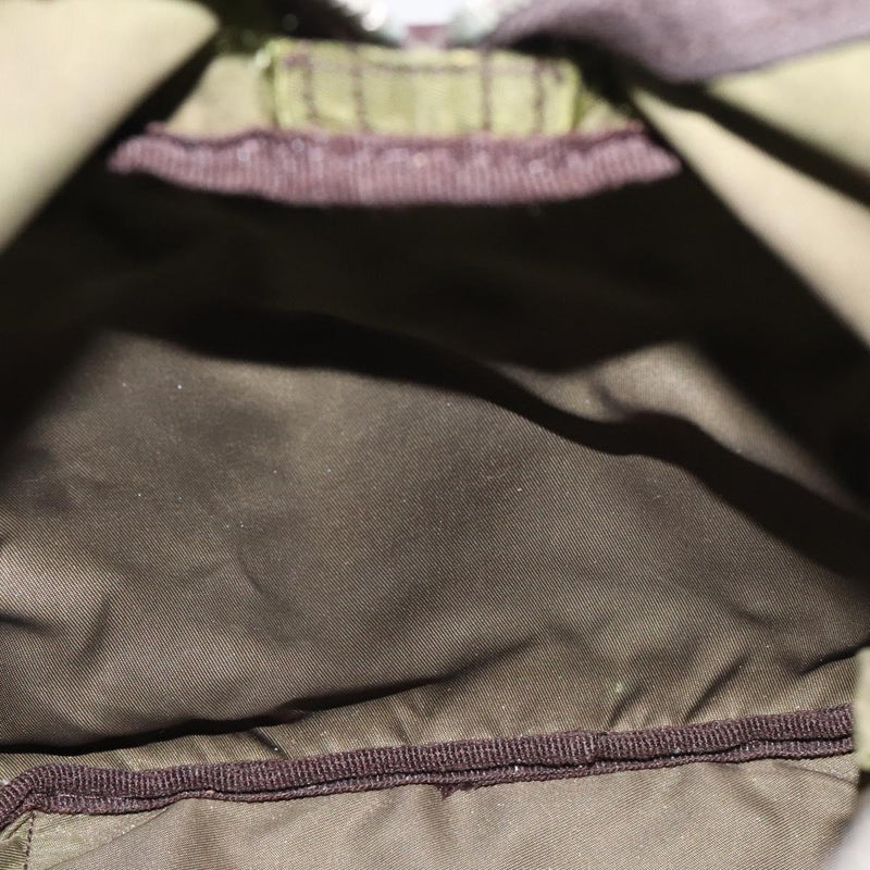 PRADA Tote Bag Nylon Khaki Silver Auth ti2988