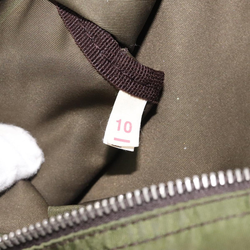PRADA Tote Bag Nylon Khaki Silver Auth ti2988