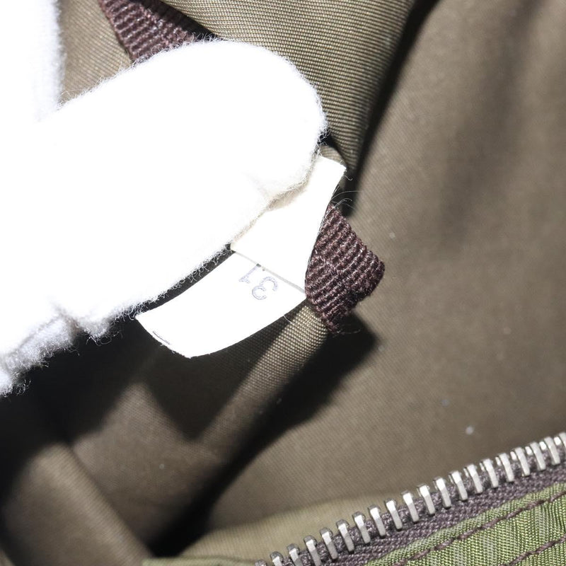 PRADA Tote Bag Nylon Khaki Silver Auth ti2988