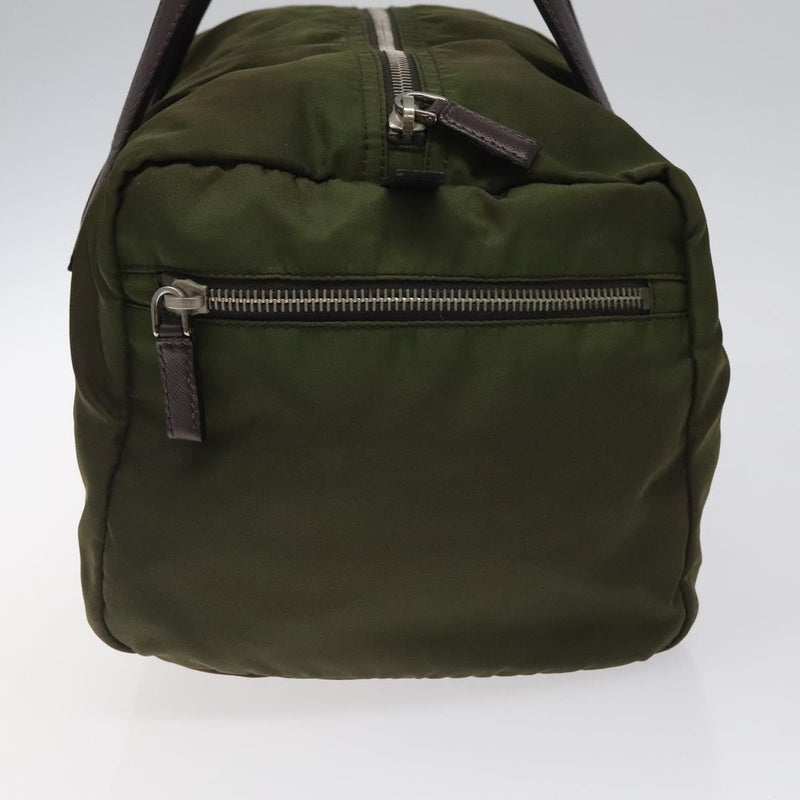 PRADA Tote Bag Nylon Khaki Silver Auth ti2988