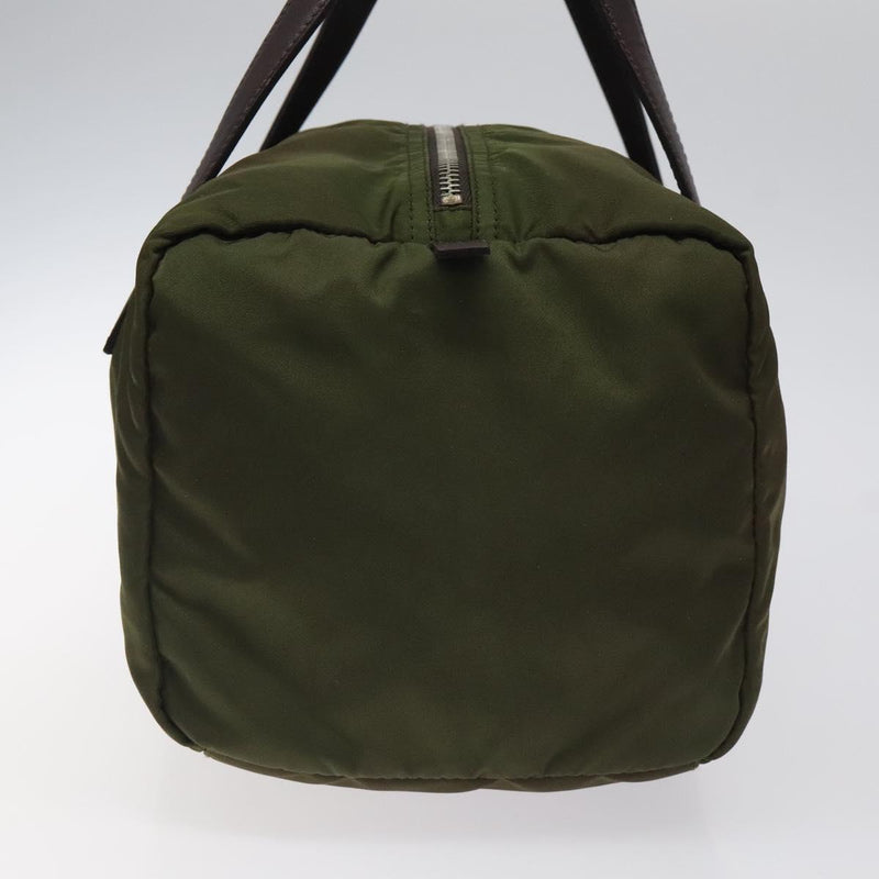 PRADA Tote Bag Nylon Khaki Silver Auth ti2988