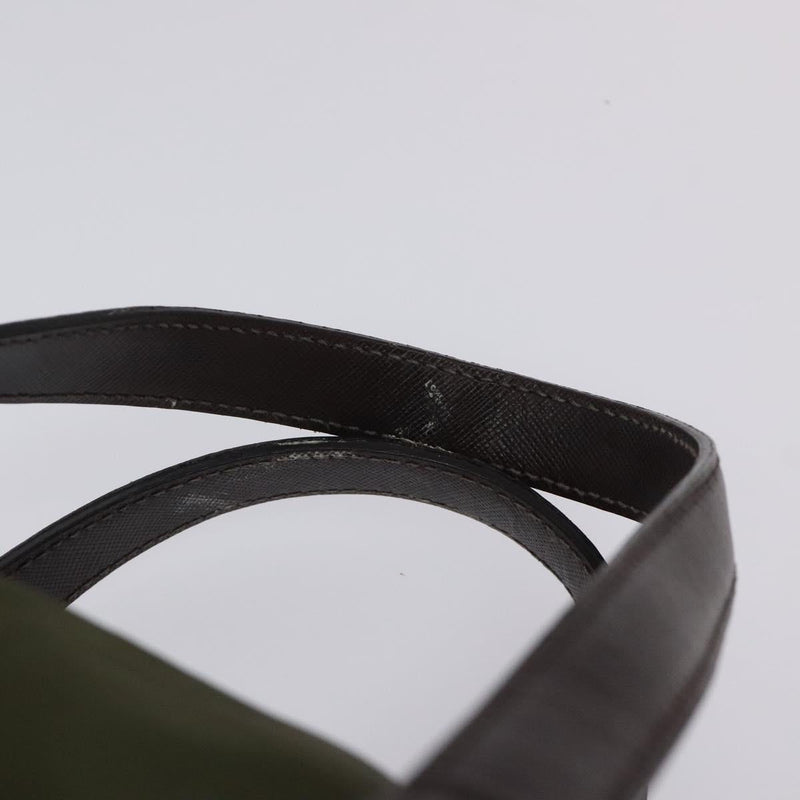 PRADA Tote Bag Nylon Khaki Silver Auth ti2988