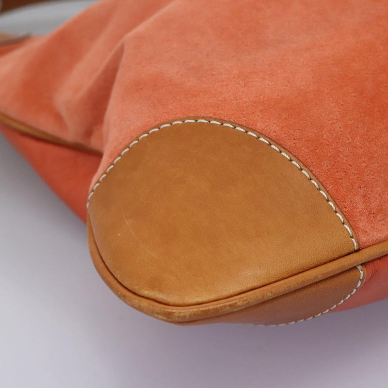 BURBERRY Shoulder Bag Suede Leather Orange Auth ti3004