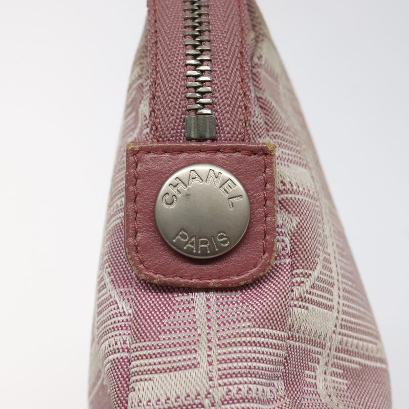 CHANEL New Travel line Pouch Nylon Pink CC Auth ti3007