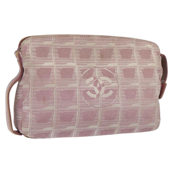 CHANEL New Travel line Pouch Nylon Pink CC Auth ti3007