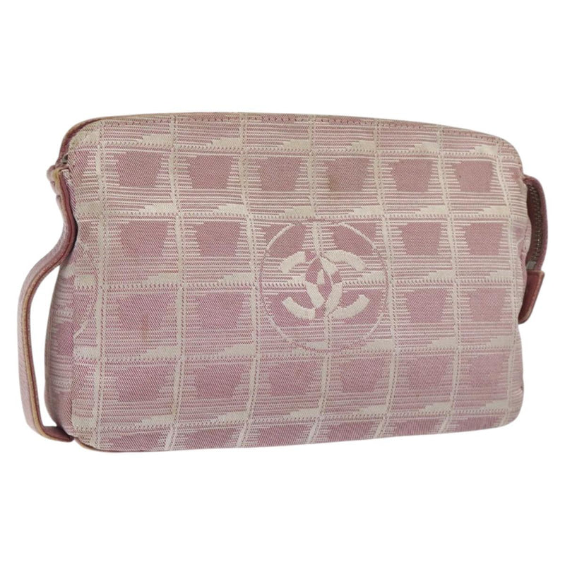 CHANEL New Travel line Pouch Nylon Pink CC Auth ti3007