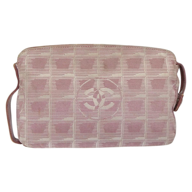 CHANEL New Travel line Pouch Nylon Pink CC Auth ti3007