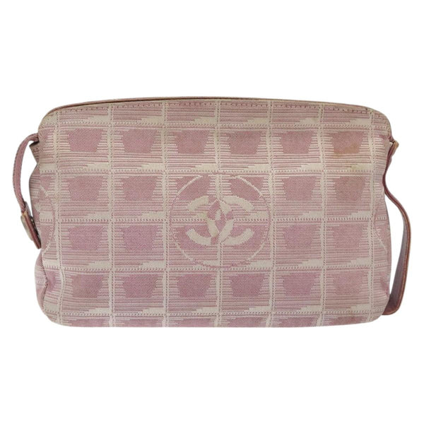 CHANEL New Travel line Pouch Nylon Pink CC Auth ti3007