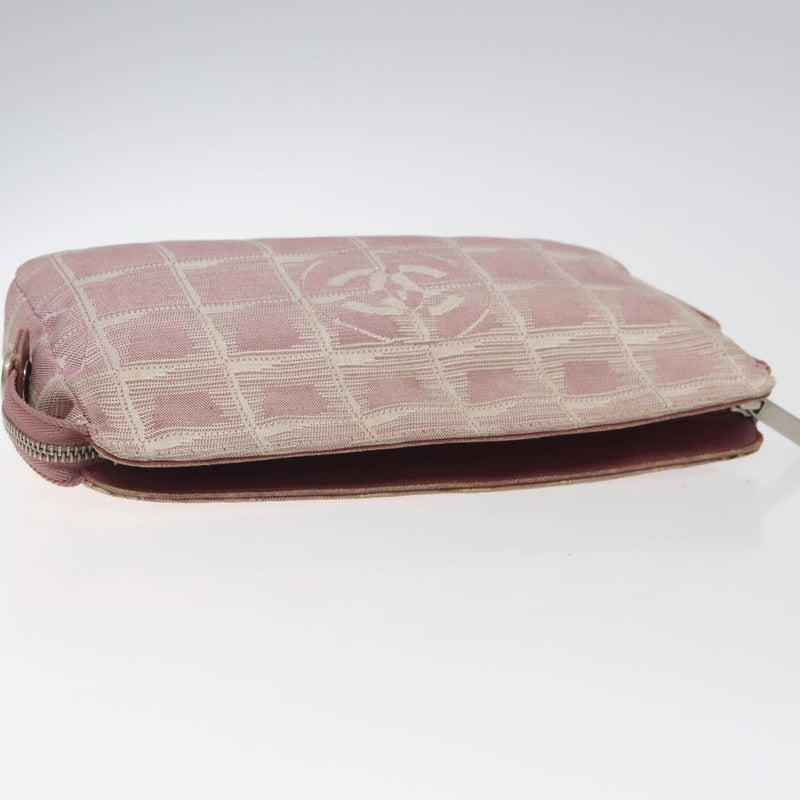 CHANEL New Travel line Pouch Nylon Pink CC Auth ti3007