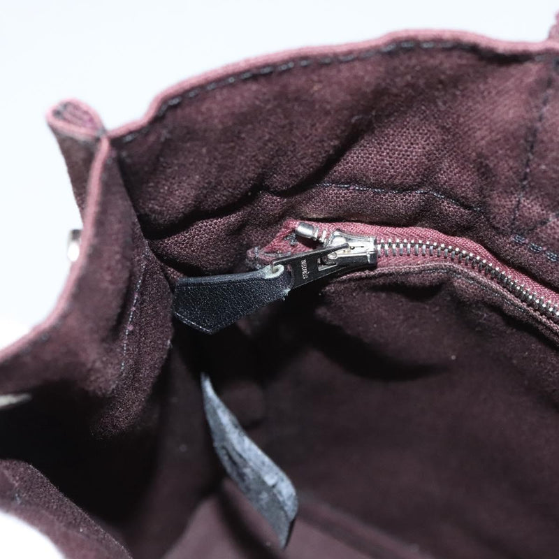 HERMES Fourre Tout PM Hand Bag Canvas Bordeaux Black Silver Auth ti3043