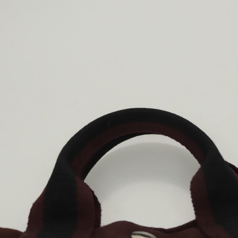 HERMES Fourre Tout PM Hand Bag Canvas Bordeaux Black Silver Auth ti3043