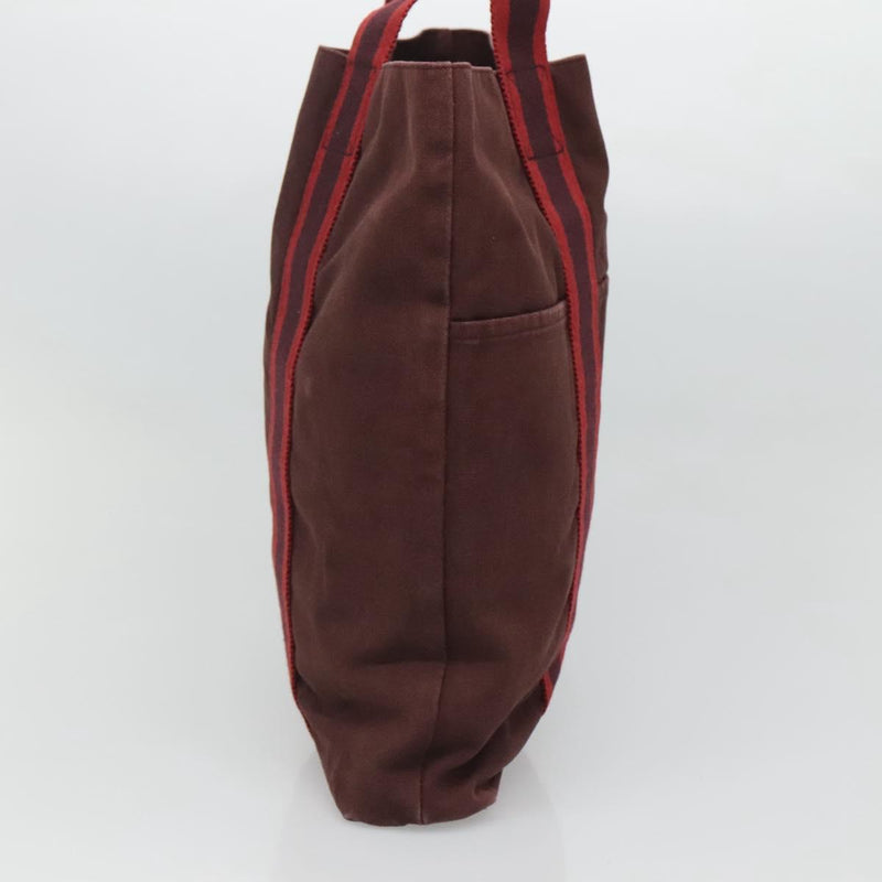 HERMES Fourre Tout Cabas Tote Bag Canvas Bordeaux Auth ti3044
