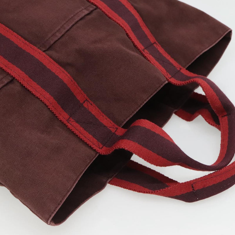 HERMES Fourre Tout Cabas Tote Bag Canvas Bordeaux Auth ti3044