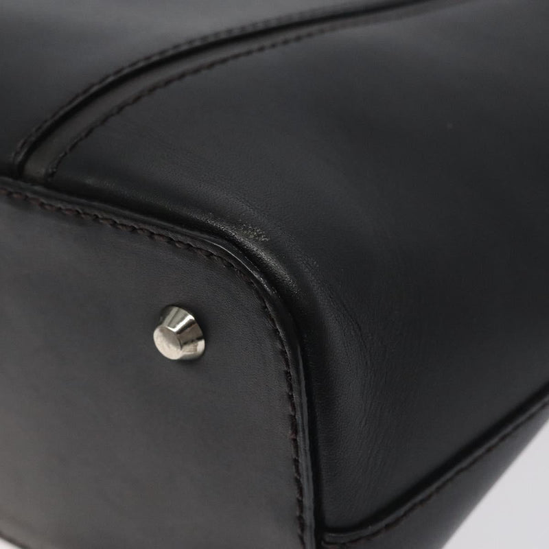 BURBERRY Hand Bag Leather Black Silver Auth ti3045