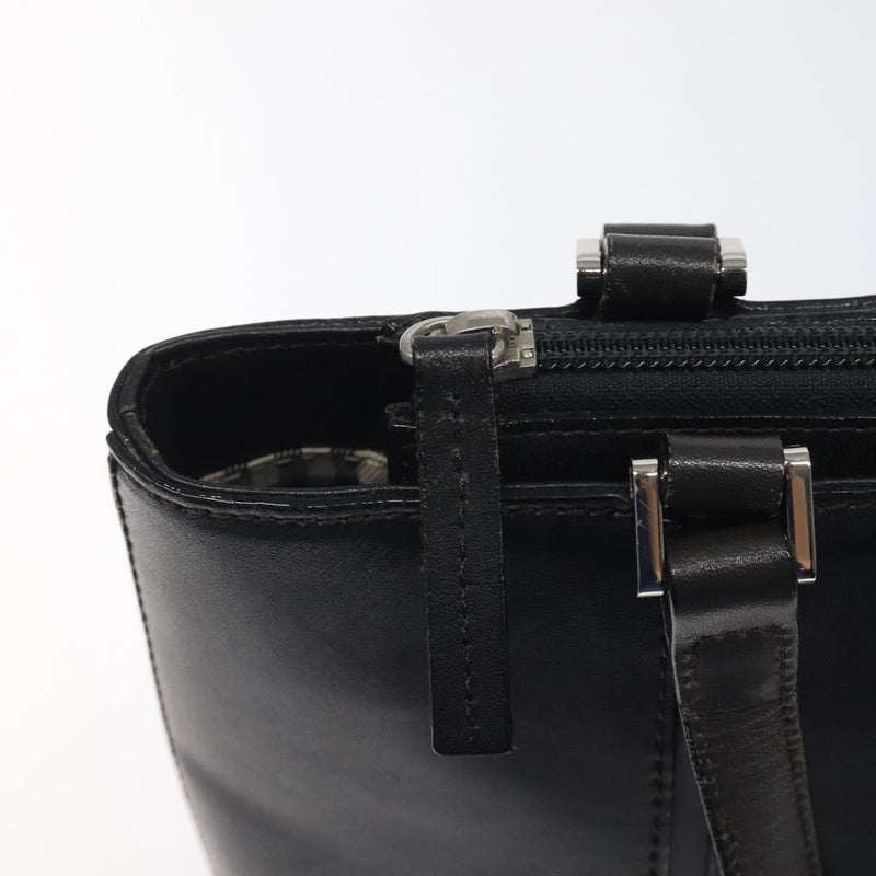 BURBERRY Hand Bag Leather Black Silver Auth ti3045