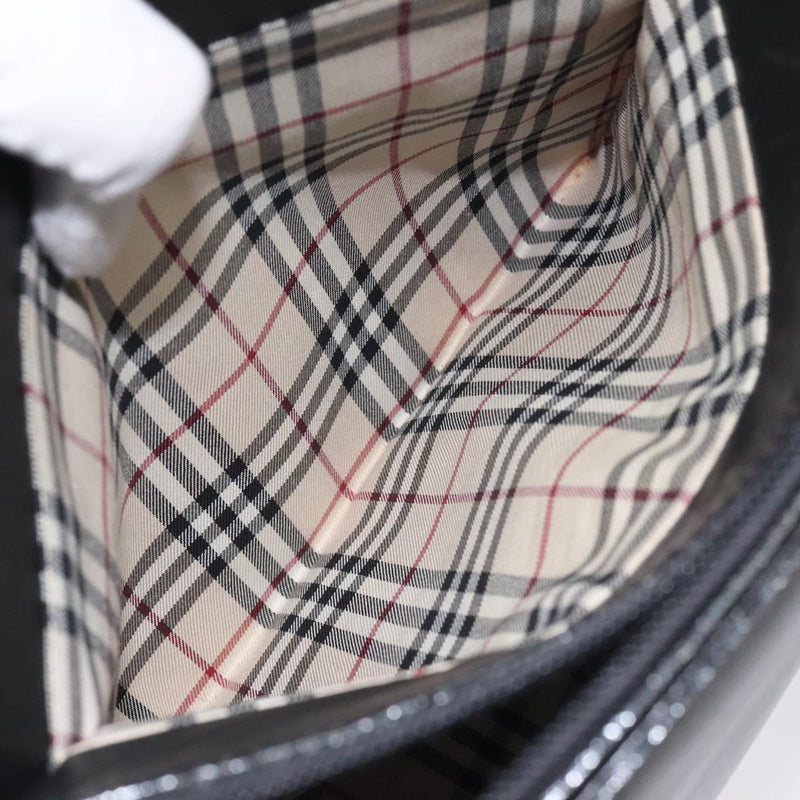 BURBERRY Hand Bag Leather Black Silver Auth ti3045