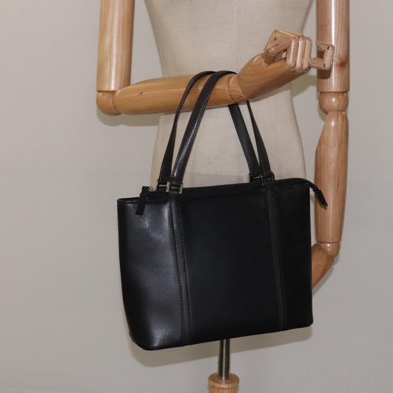 BURBERRY Hand Bag Leather Black Silver Auth ti3045