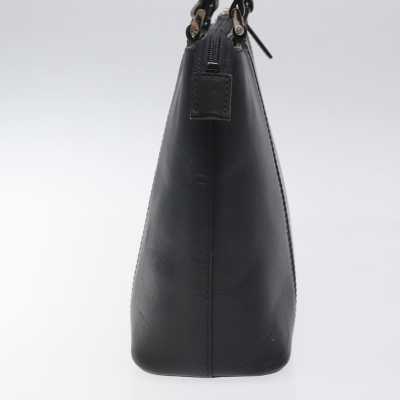 BURBERRY Hand Bag Leather Black Silver Auth ti3045