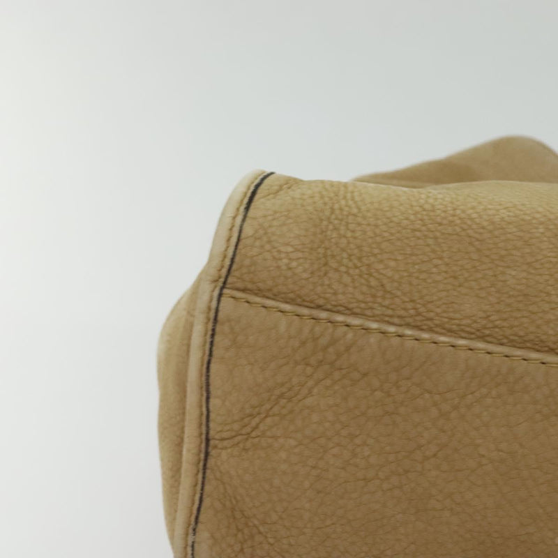 GUCCI Horsebit Hand Bag Leather Beige Gold 296856 Auth yk17931