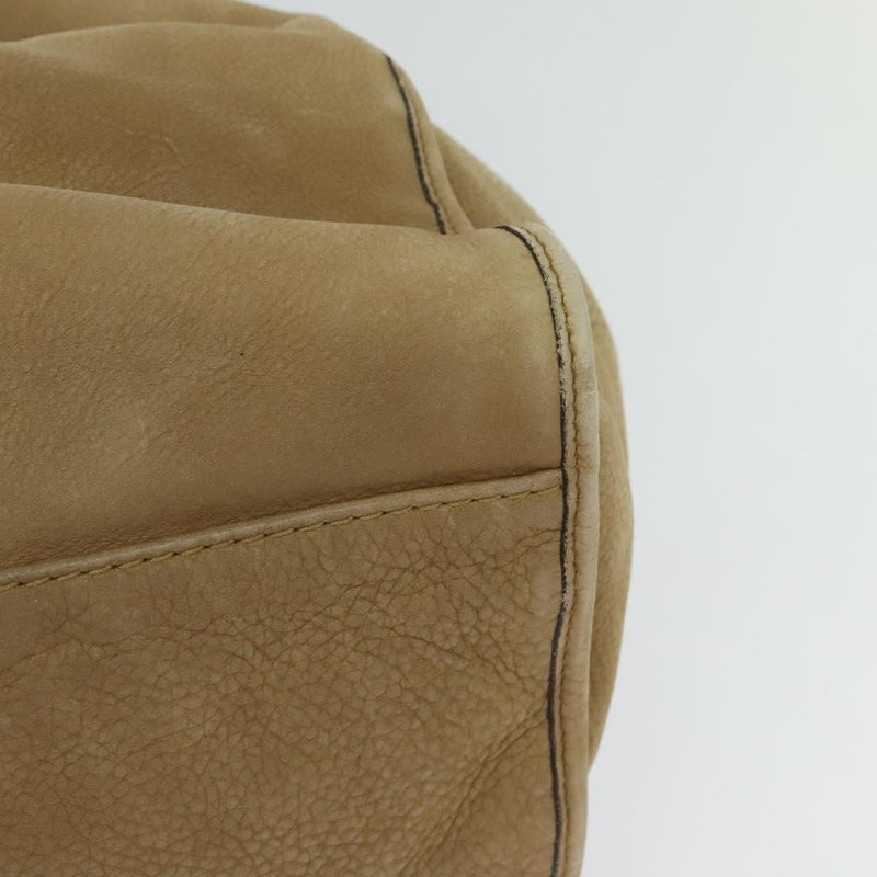 GUCCI Horsebit Hand Bag Leather Beige Gold 296856 Auth yk17931