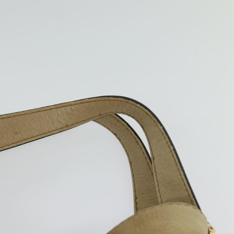 GUCCI Horsebit Hand Bag Leather Beige Gold 296856 Auth yk17931