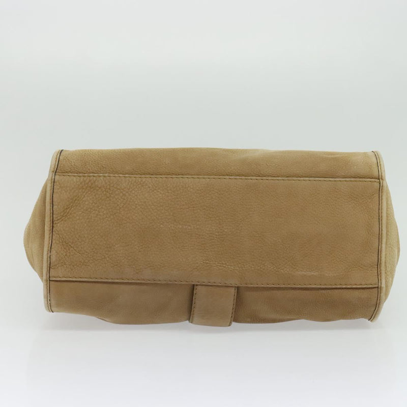 GUCCI Horsebit Hand Bag Leather Beige Gold 296856 Auth yk17931