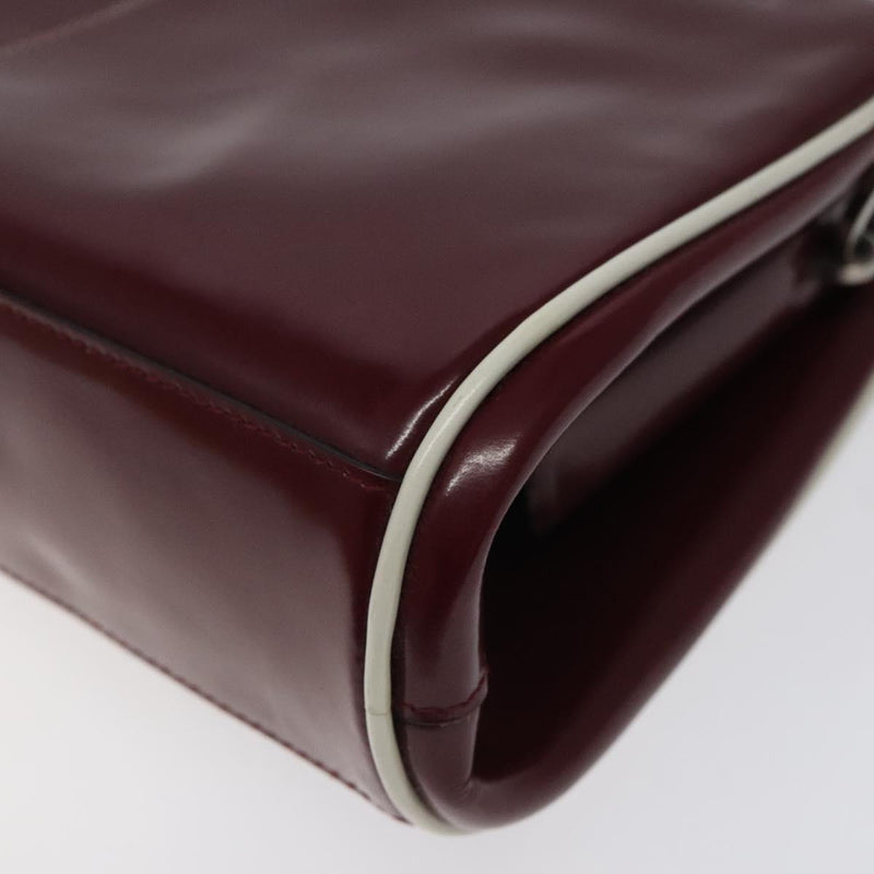 PRADA Hand Bag Patent leather Red Silver Auth yk17946
