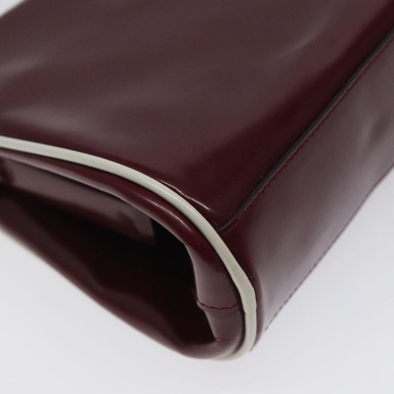 PRADA Hand Bag Patent leather Red Silver Auth yk17946