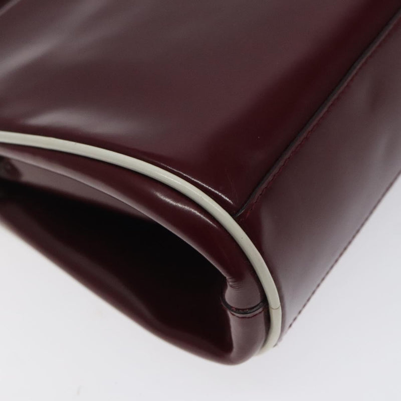 PRADA Hand Bag Patent leather Red Silver Auth yk17946