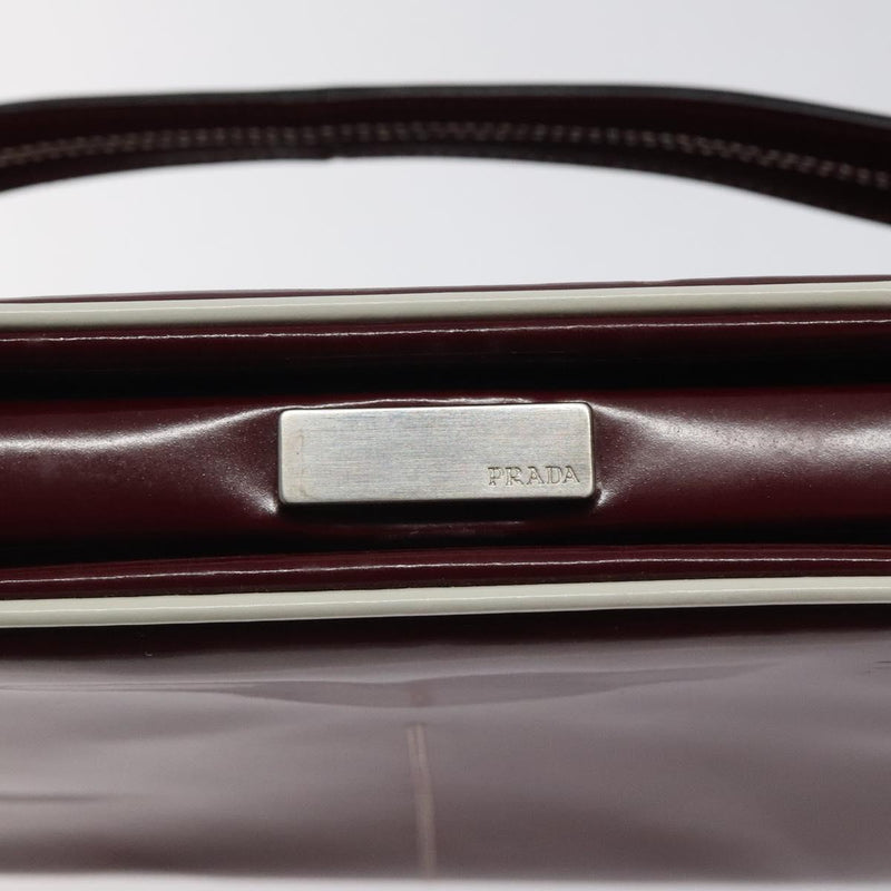 PRADA Hand Bag Patent leather Red Silver Auth yk17946