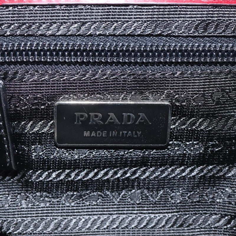 PRADA Hand Bag Patent leather Red Silver Auth yk17946
