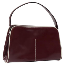 PRADA Hand Bag Patent leather Red Silver Auth yk17946