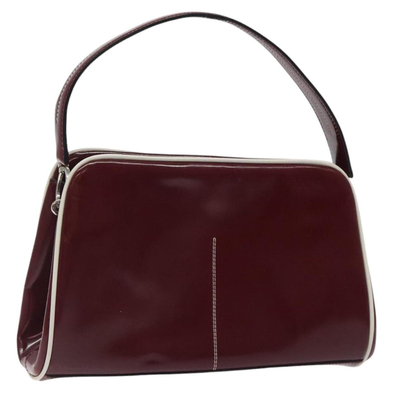 PRADA Hand Bag Patent leather Red Silver Auth yk17946
