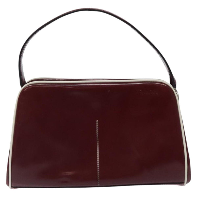 PRADA Hand Bag Patent leather Red Silver Auth yk17946