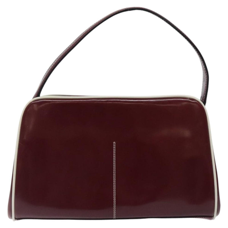 PRADA Hand Bag Patent leather Red Silver Auth yk17946
