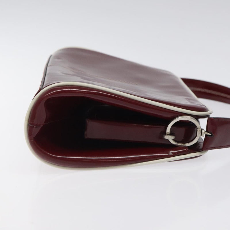 PRADA Hand Bag Patent leather Red Silver Auth yk17946