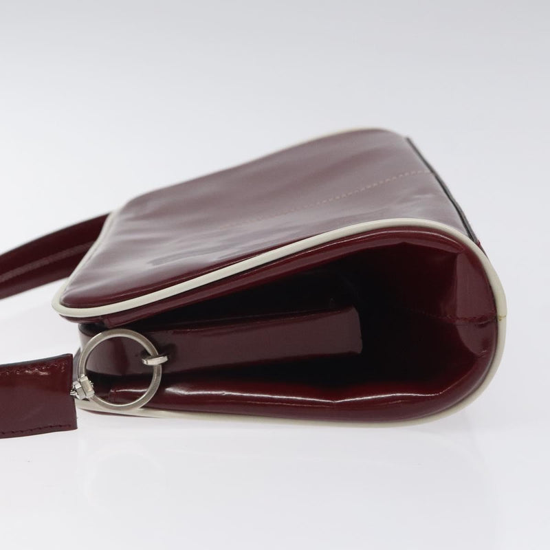PRADA Hand Bag Patent leather Red Silver Auth yk17946