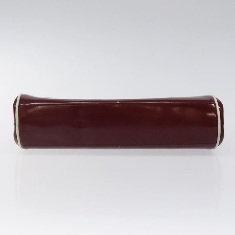 PRADA Hand Bag Patent leather Red Silver Auth yk17946