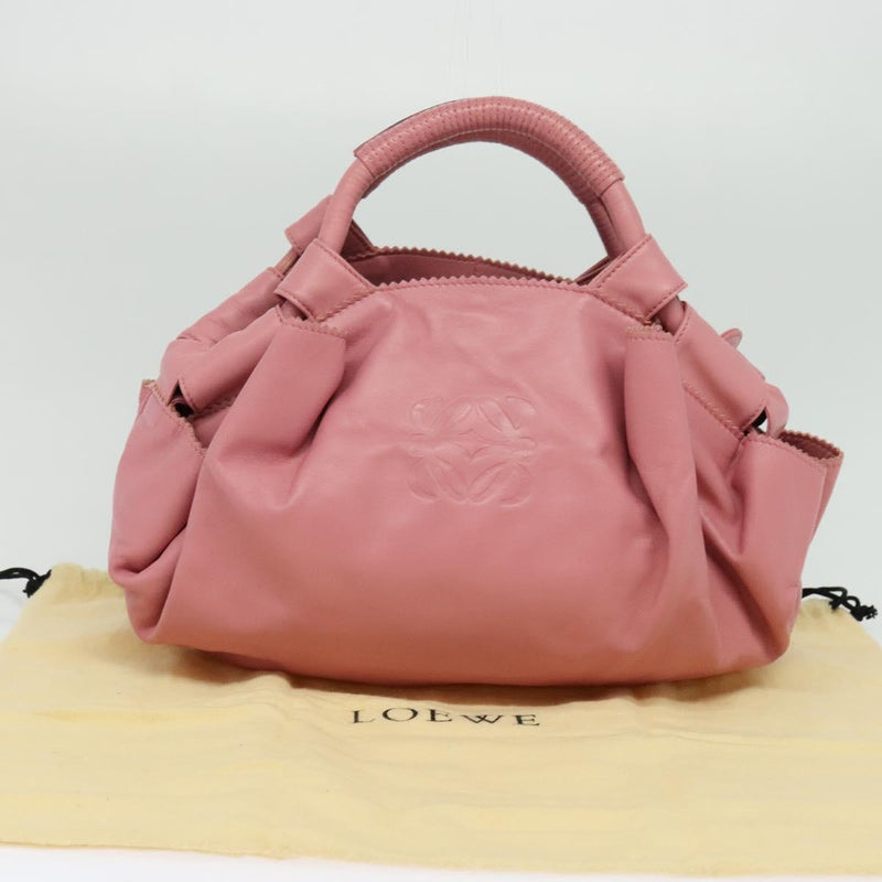 LOEWE Nappa Aire Anagram Hand Bag Leather Pink Silver Auth yk17947A
