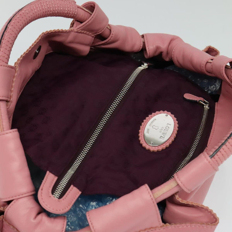 LOEWE Nappa Aire Anagram Hand Bag Leather Pink Silver Auth yk17947A